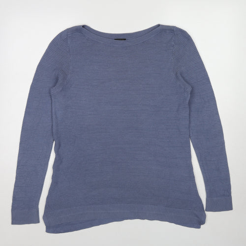 Ann Taylor Womens Blue Boat Neck Viscose Pullover Jumper Size XL