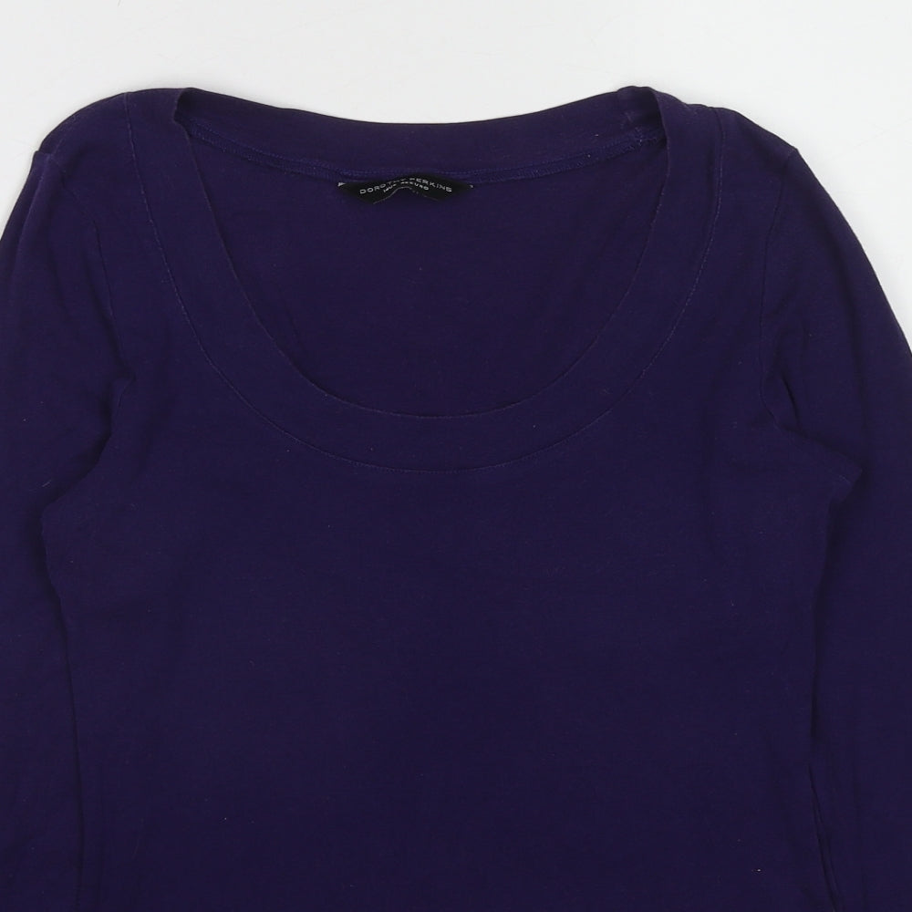 Dorothy Perkins Womens Purple Cotton Basic T-Shirt Size 14 Round Neck