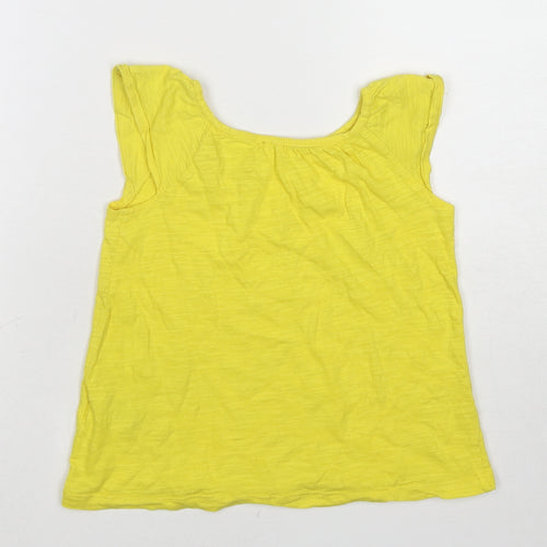 Marks and Spencer Girls Yellow Cotton Basic T-Shirt Size 4-5 Years Round Neck Pullover