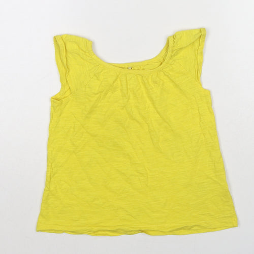 Marks and Spencer Girls Yellow Cotton Basic T-Shirt Size 4-5 Years Round Neck Pullover