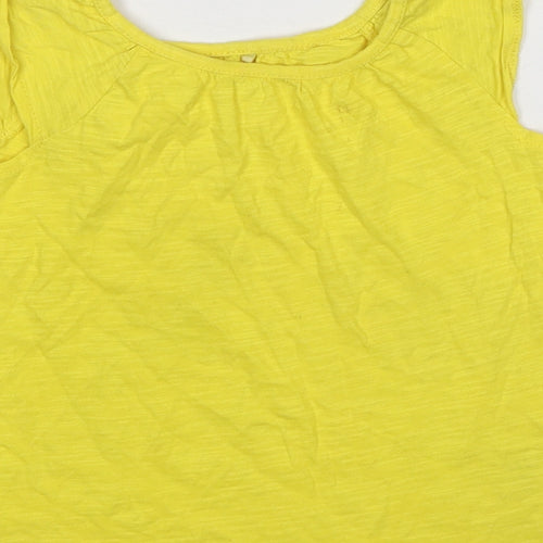 Marks and Spencer Girls Yellow Cotton Basic T-Shirt Size 4-5 Years Round Neck Pullover