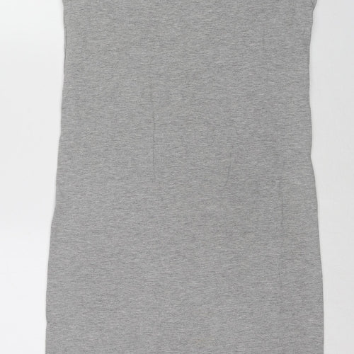 New Look Womens Grey Cotton Tank Dress Size 10 Round Neck Pullover