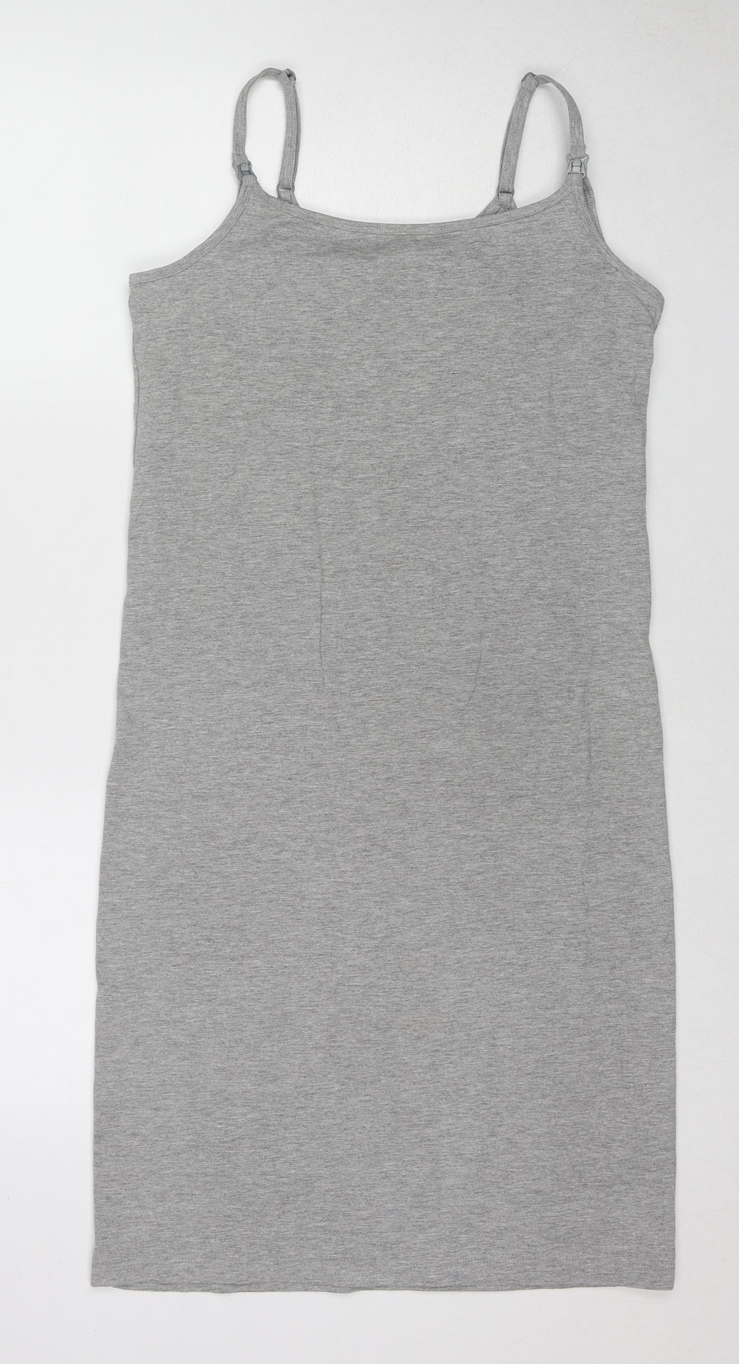 New Look Womens Grey Cotton Tank Dress Size 10 Round Neck Pullover