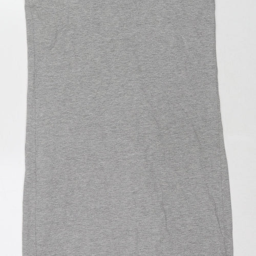 New Look Womens Grey Cotton Tank Dress Size 10 Round Neck Pullover