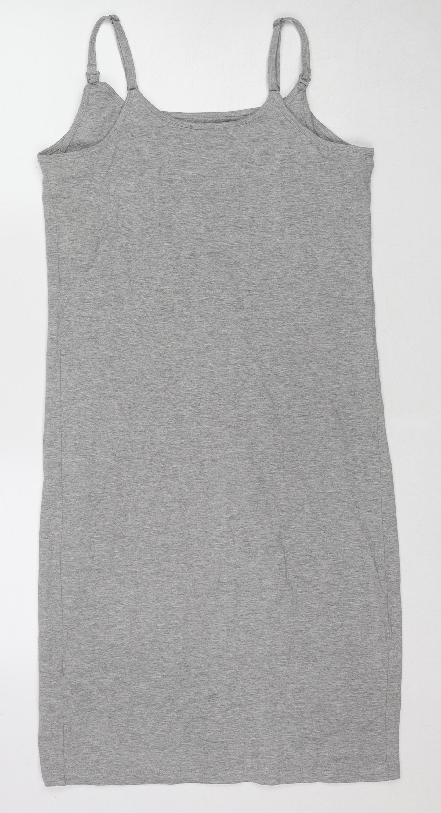 New Look Womens Grey Cotton Tank Dress Size 10 Round Neck Pullover
