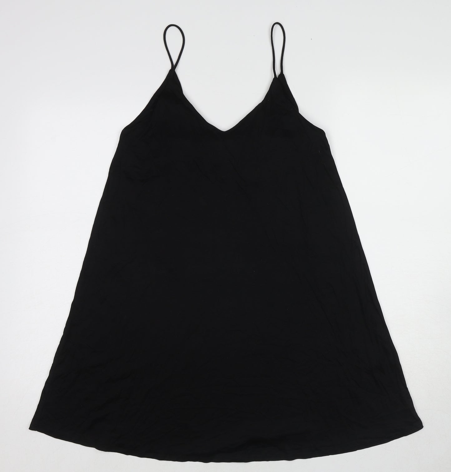 H&M Womens Black Lyocell Slip Dress Size XS V-Neck Pullover