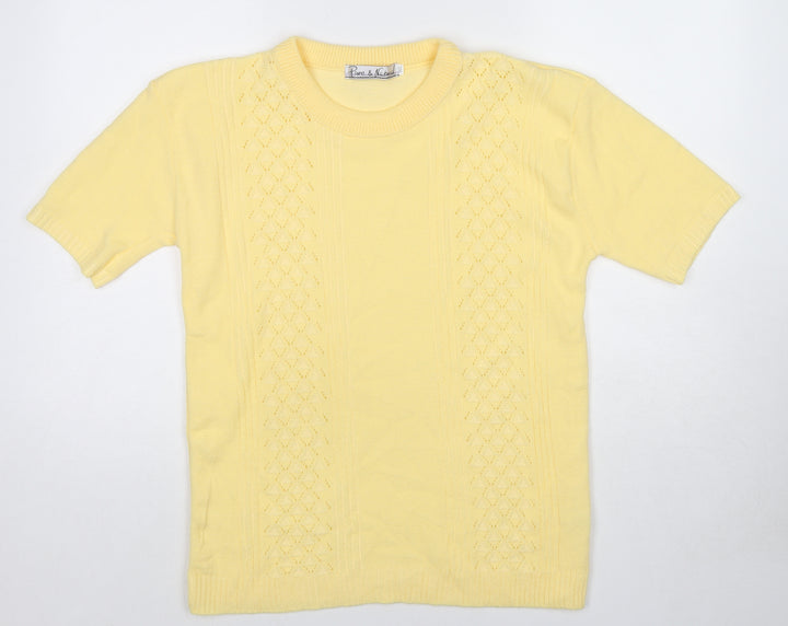 Pure & Natural Womens Yellow Round Neck Acrylic Pullover Jumper Size M - Size M-L