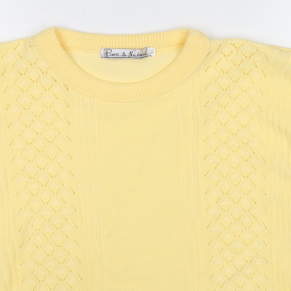 Pure & Natural Womens Yellow Round Neck Acrylic Pullover Jumper Size M - Size M-L