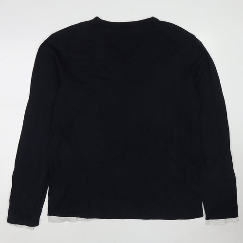 Scotch & Soda Mens Black Round Neck Cotton Pullover Jumper Size 2XL Long Sleeve