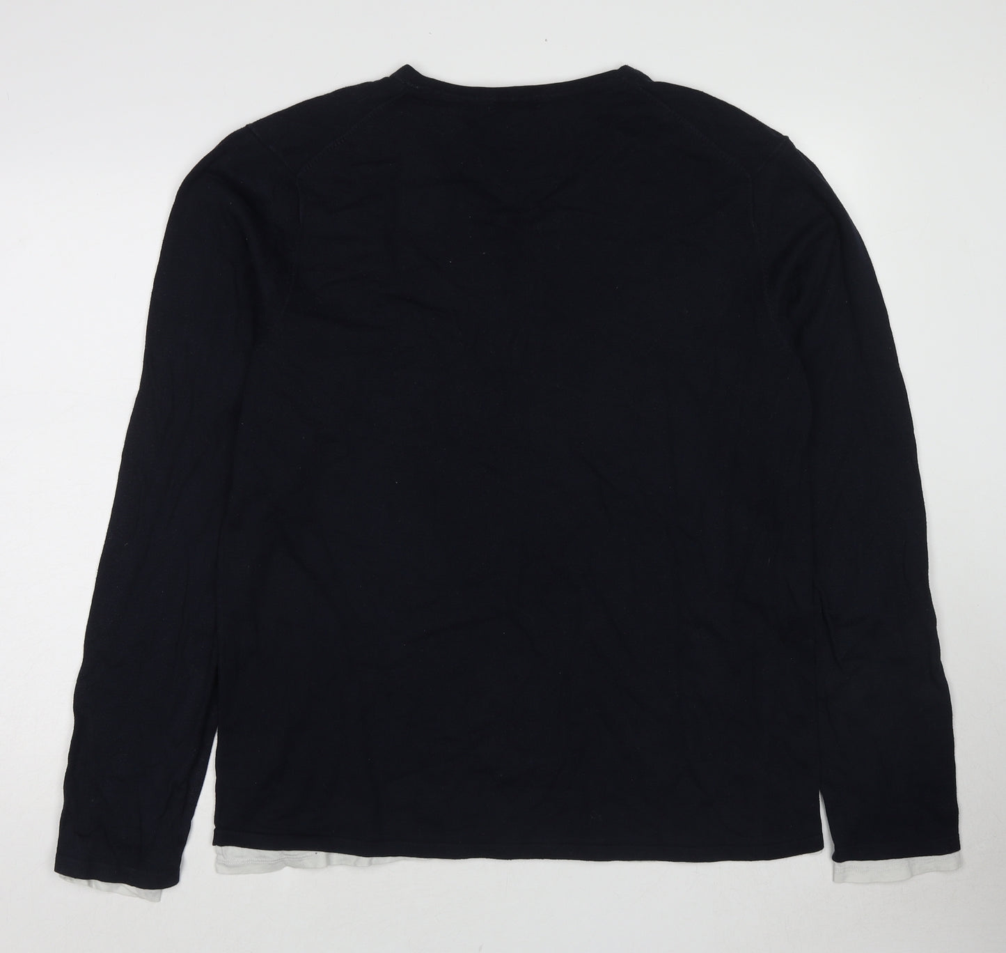 Scotch & Soda Mens Black Round Neck Cotton Pullover Jumper Size 2XL Long Sleeve