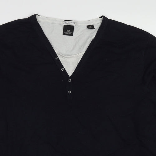 Scotch & Soda Mens Black Round Neck Cotton Pullover Jumper Size 2XL Long Sleeve