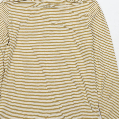 Vertbaudet Girls Yellow Striped Cotton Basic T-Shirt Size 10 Years Mock Neck Pullover