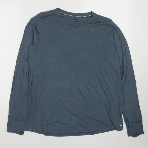 GOODMOVE Womens Blue Polyester Basic T-Shirt Size 16 Round Neck