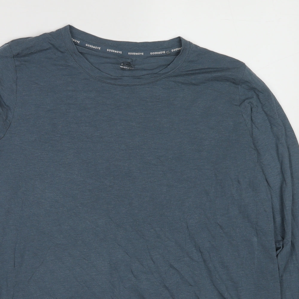 GOODMOVE Womens Blue Polyester Basic T-Shirt Size 16 Round Neck