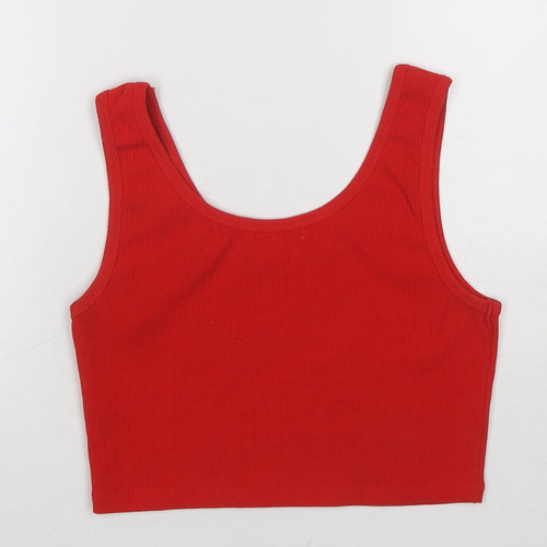 True Religion Womens Red Polyester Cropped Tank Size S Round Neck - True Religion