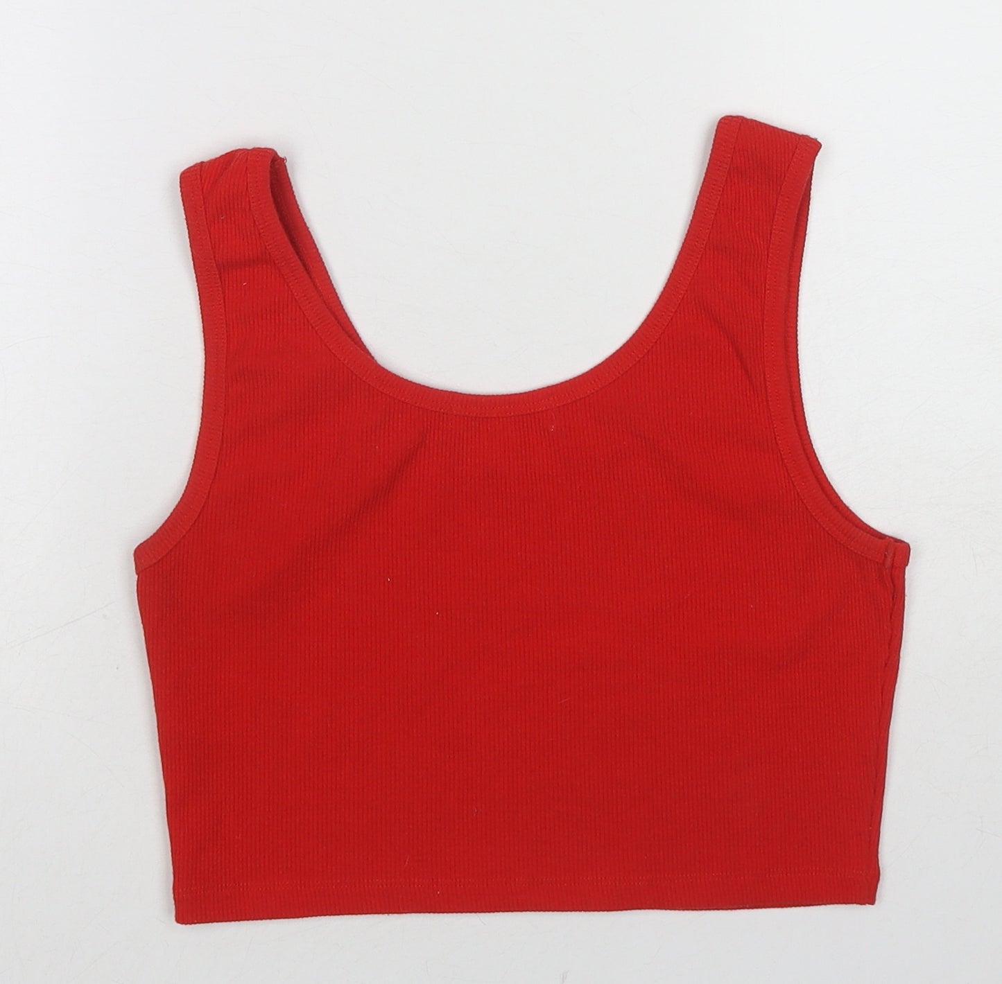 True Religion Womens Red Polyester Cropped Tank Size S Round Neck - True Religion