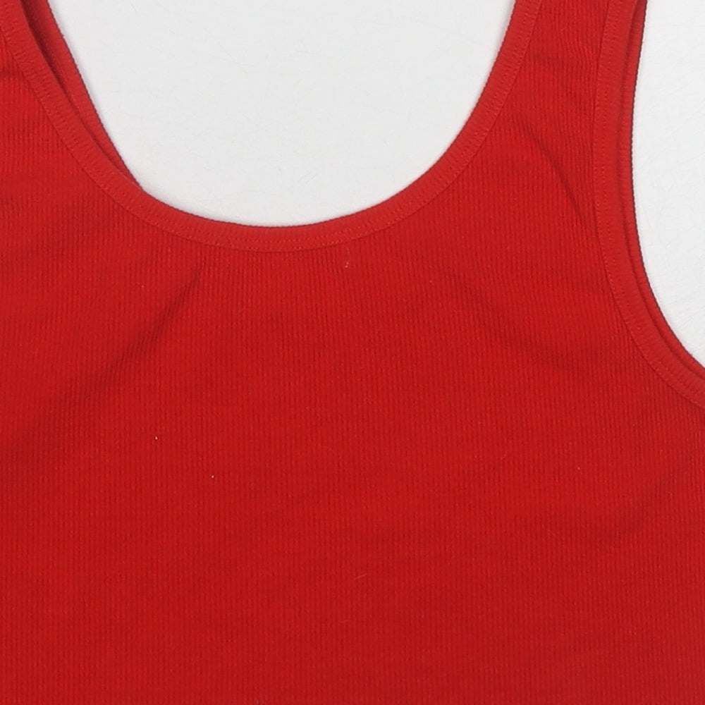 True Religion Womens Red Polyester Cropped Tank Size S Round Neck - True Religion