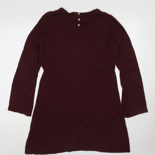 MANTARAY PRODUCTS Womens Red Cotton A-Line Size 14 Round Neck Button