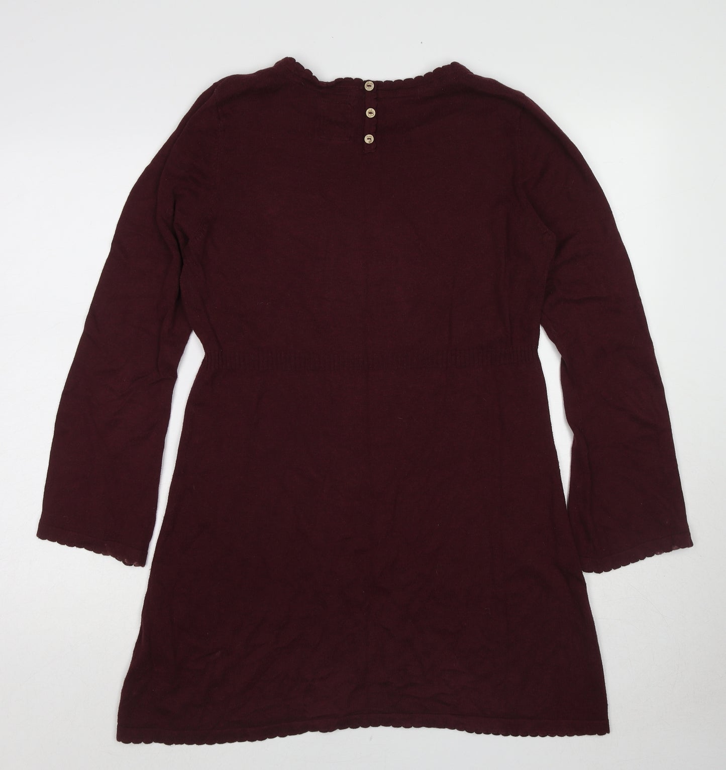 MANTARAY PRODUCTS Womens Red Cotton A-Line Size 14 Round Neck Button