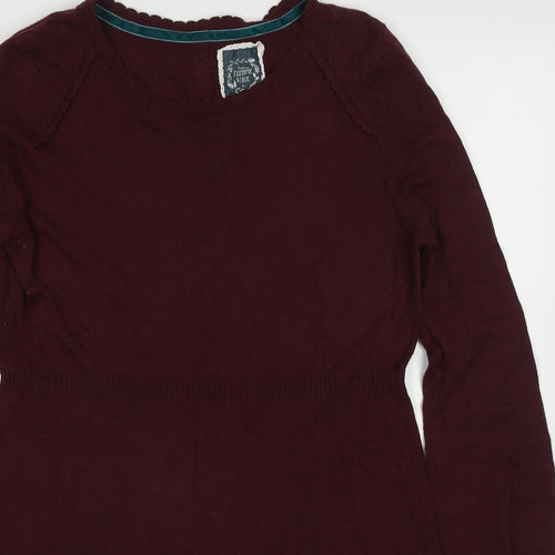 MANTARAY PRODUCTS Womens Red Cotton A-Line Size 14 Round Neck Button