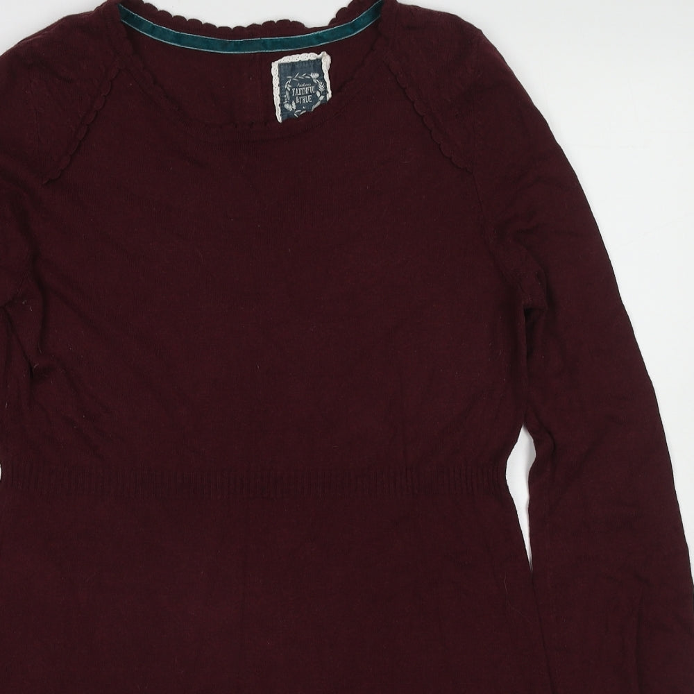 MANTARAY PRODUCTS Womens Red Cotton A-Line Size 14 Round Neck Button