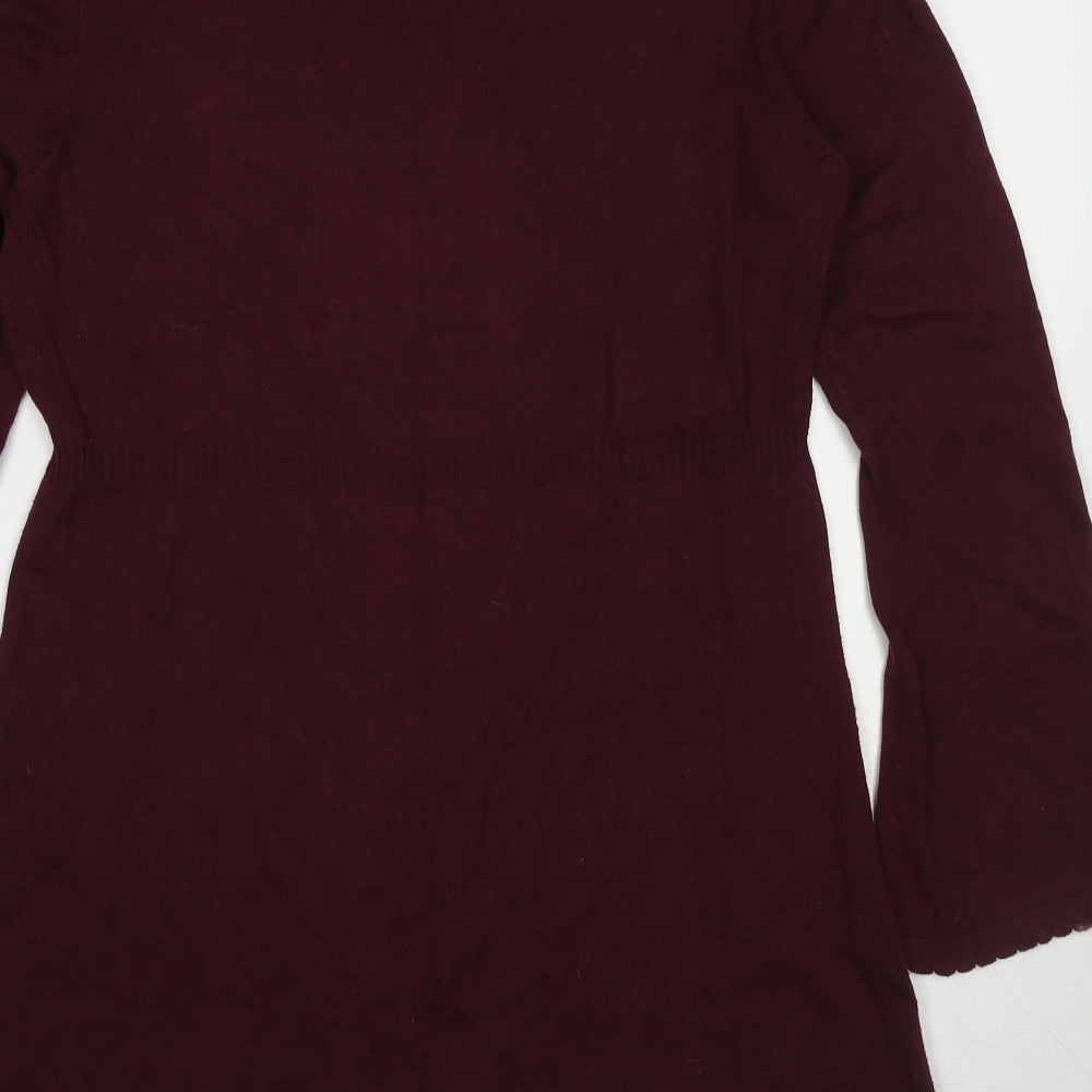MANTARAY PRODUCTS Womens Red Cotton A-Line Size 14 Round Neck Button