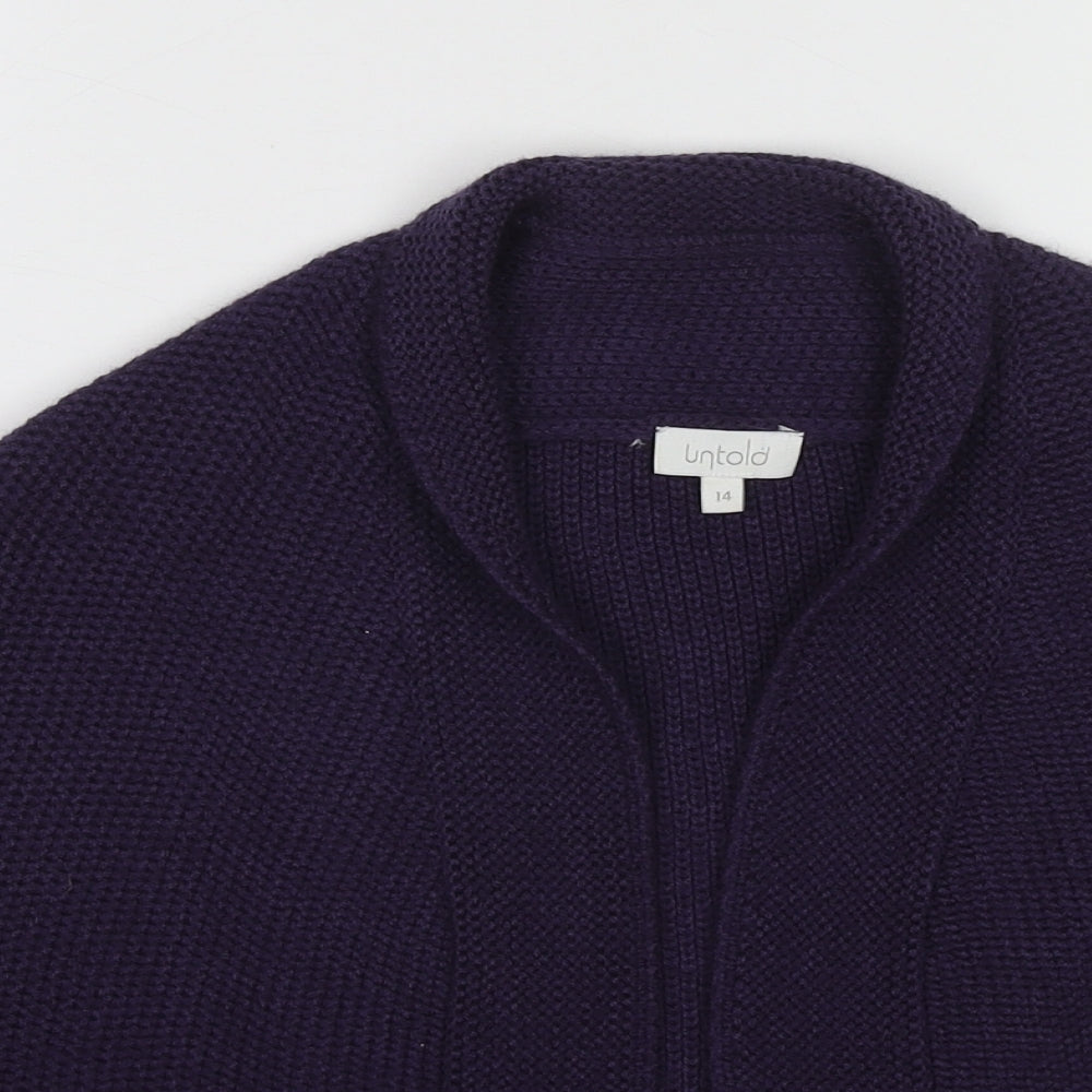 Untold Womens Purple V-Neck Acrylic Cardigan Jumper Size 14