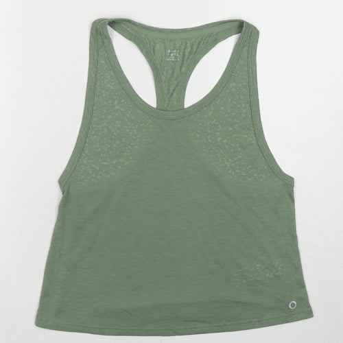 GOODMOVE Womens Green Viscose Basic Tank Size 6 Round Neck