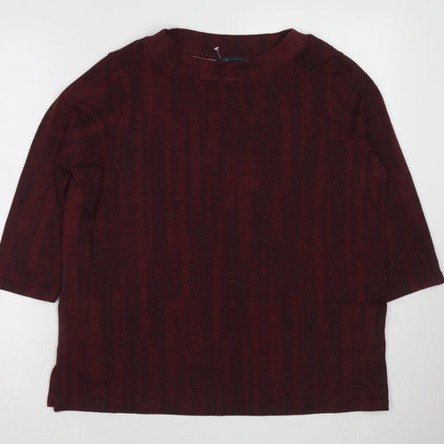 Marks and Spencer Womens Red Round Neck Geometric Polyester Pullover Jumper Size 16