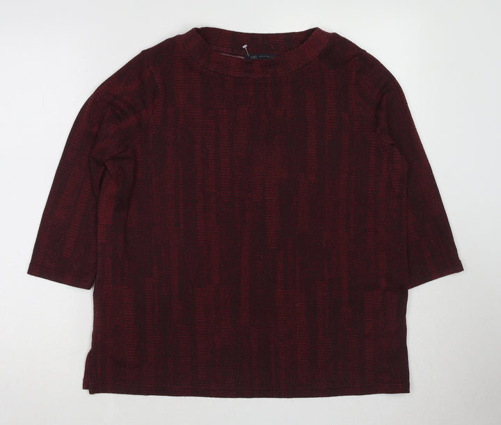 Marks and Spencer Womens Red Round Neck Geometric Polyester Pullover Jumper Size 16