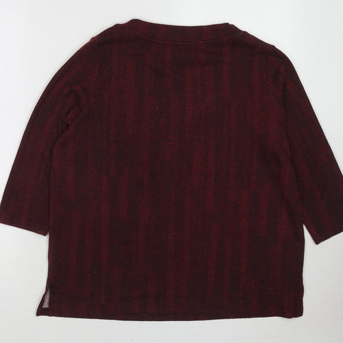 Marks and Spencer Womens Red Round Neck Geometric Polyester Pullover Jumper Size 16