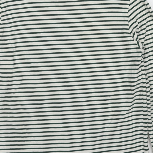 Shore Leave Womens Green Striped Cotton Pullover Sweatshirt Size L Pullover