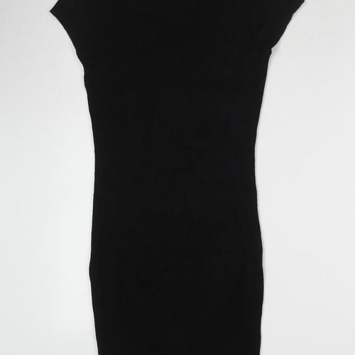 Horia Jeans Womens Black Viscose Jumper Dress Size S V-Neck Pullover