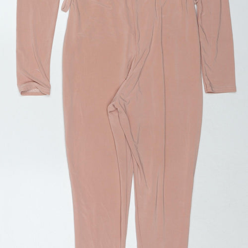 PRETTYLITTLETHING Womens Pink Viscose Jumpsuit One-Piece Size 8 Pullover