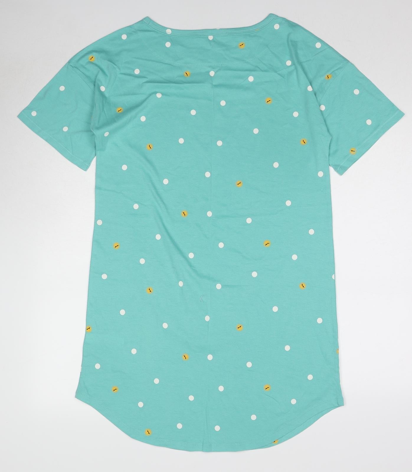 Marks and Spencer Womens Blue Polka Dot Cotton Top Dress Size 10 - Sun pattern