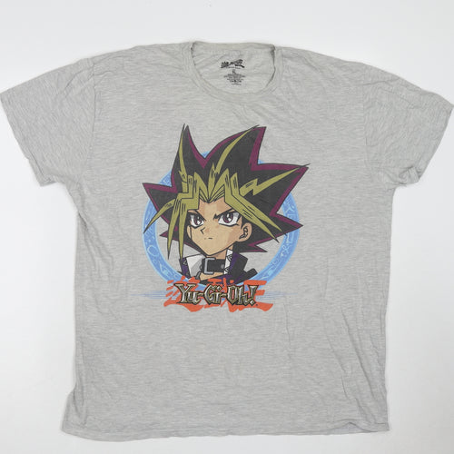 Yu-Gi-Oh! Mens Grey Cotton T-Shirt Size XL Round Neck