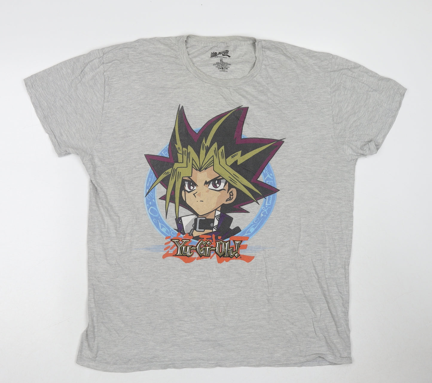 Yu-Gi-Oh! Mens Grey Cotton T-Shirt Size XL Round Neck