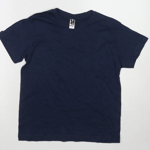 Roly Boys Blue Polyester Basic T-Shirt Size 9-10 Years Round Neck Zip