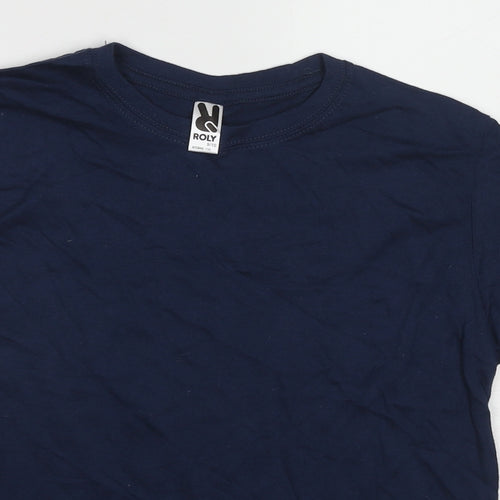 Roly Boys Blue Polyester Basic T-Shirt Size 9-10 Years Round Neck Zip