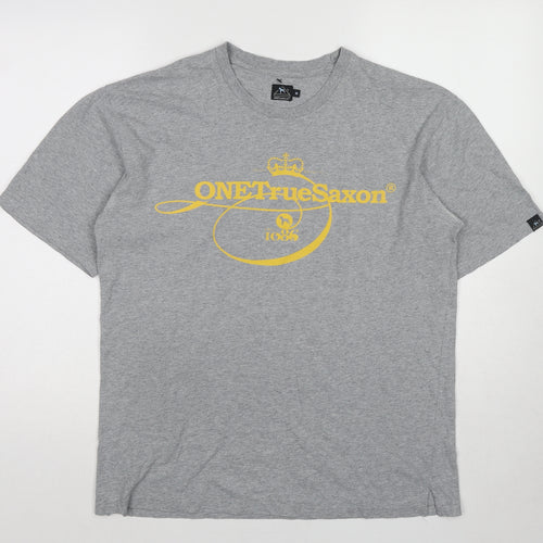 One True Saxon Womens Grey Cotton Basic T-Shirt Size M Round Neck - One True Saxon
