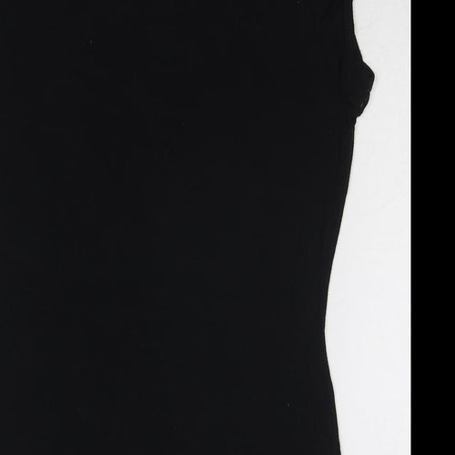 Warehouse Womens Black Viscose Basic Blouse Size 12 Round Neck