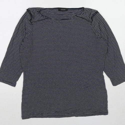 Autograph Womens Blue Striped Viscose Basic T-Shirt Size 16 Round Neck