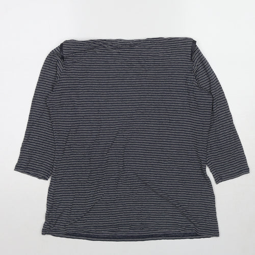 Autograph Womens Blue Striped Viscose Basic T-Shirt Size 16 Round Neck