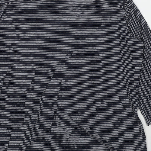 Autograph Womens Blue Striped Viscose Basic T-Shirt Size 16 Round Neck