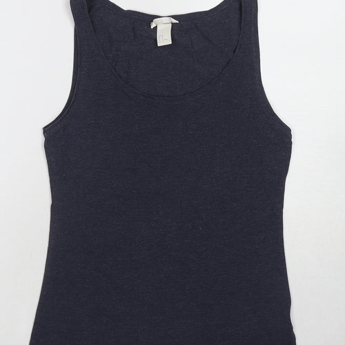 H&M Womens Blue Cotton Basic Tank Size M Round Neck