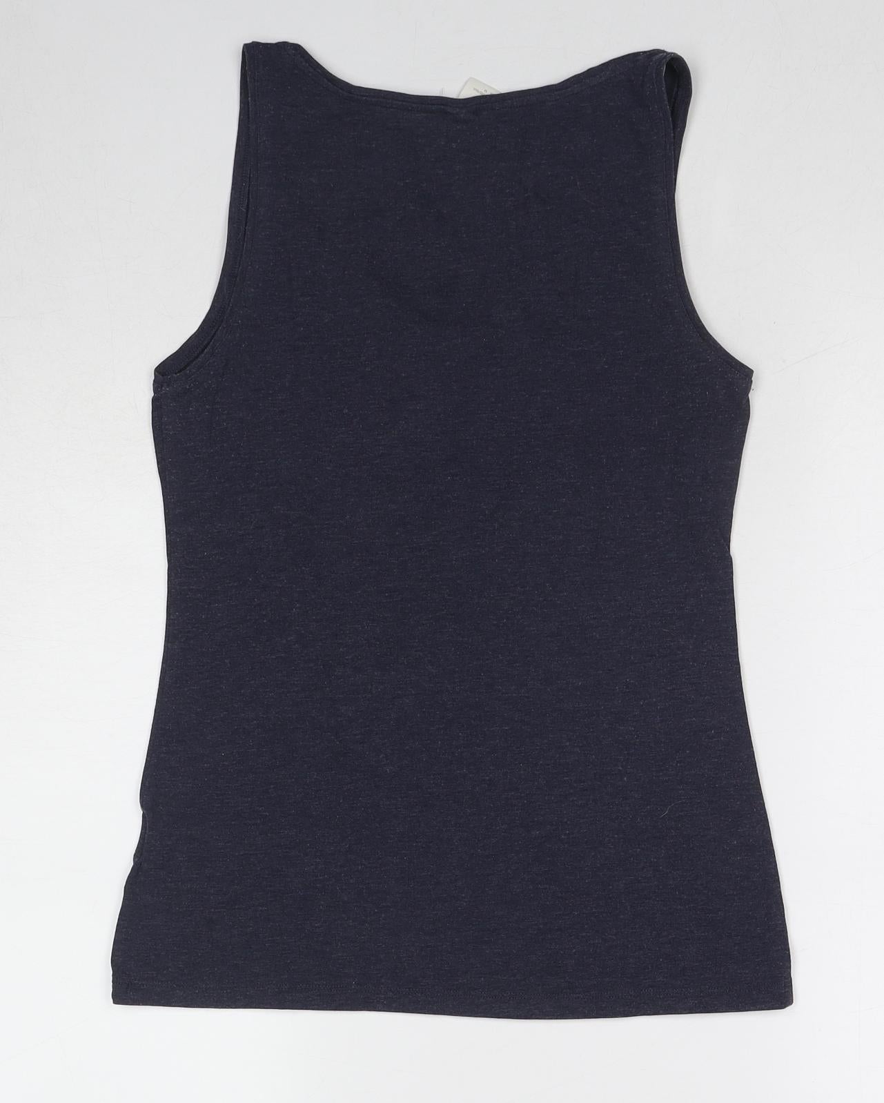 H&M Womens Blue Cotton Basic Tank Size M Round Neck