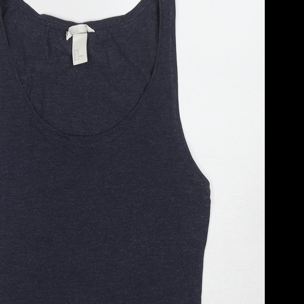H&M Womens Blue Cotton Basic Tank Size M Round Neck