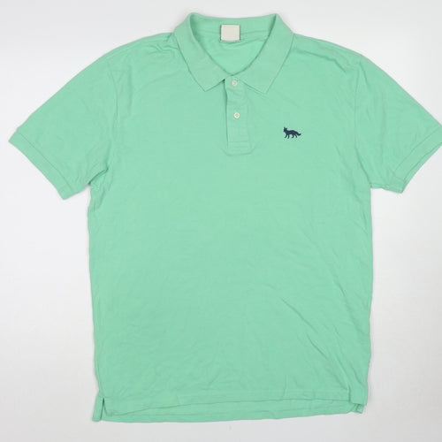 Fox Mens Green Cotton Polo Size L Collared Pullover