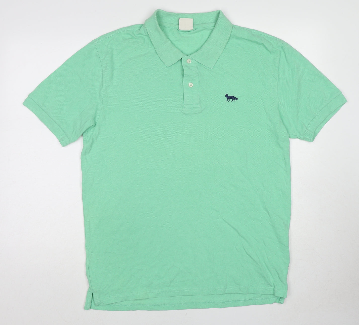 Fox Mens Green Cotton Polo Size L Collared Pullover