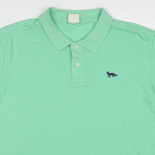 Fox Mens Green Cotton Polo Size L Collared Pullover